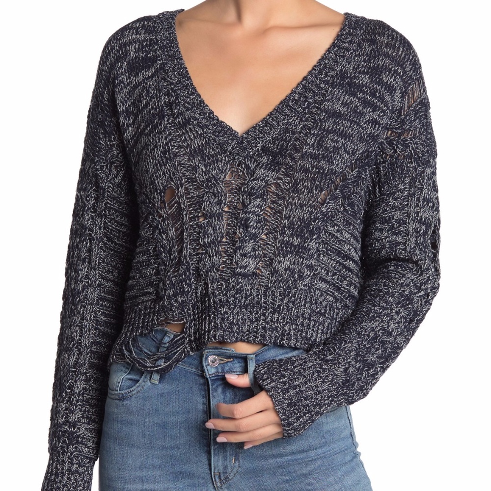 NWT $166 WILDFOX Nancy Blue Cable Knit Sweater in XS!